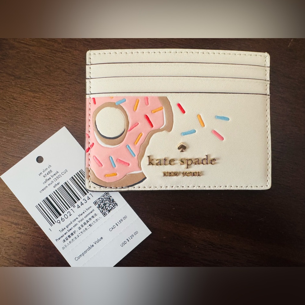 Kate Spade Pink and Cream Donut Card Holder - Picture 3 of 5